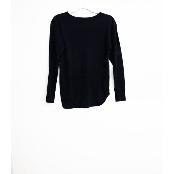 Black Long-Sleeve Thermal Knit Crewneck Pullover - Picture 5 of 8